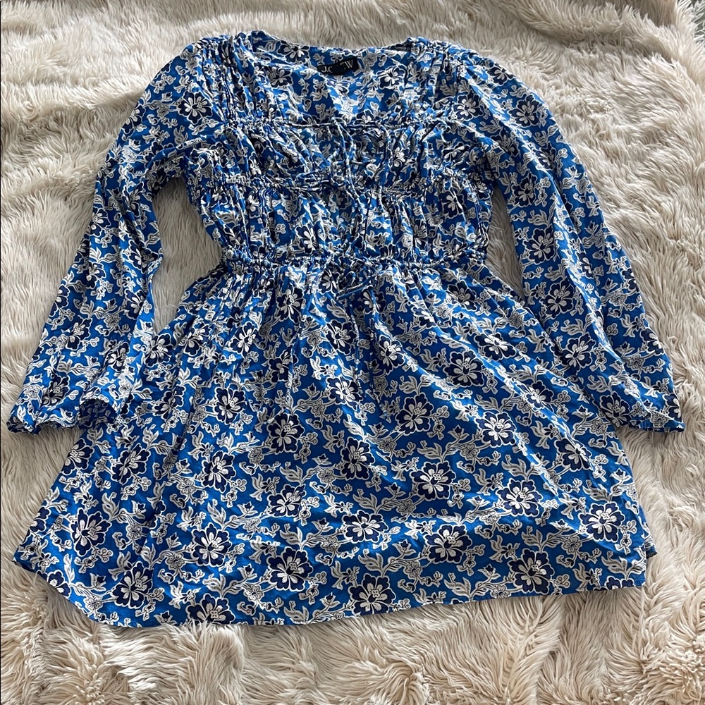 J. Crew Blue and White Floral Santorini Coverup Dress